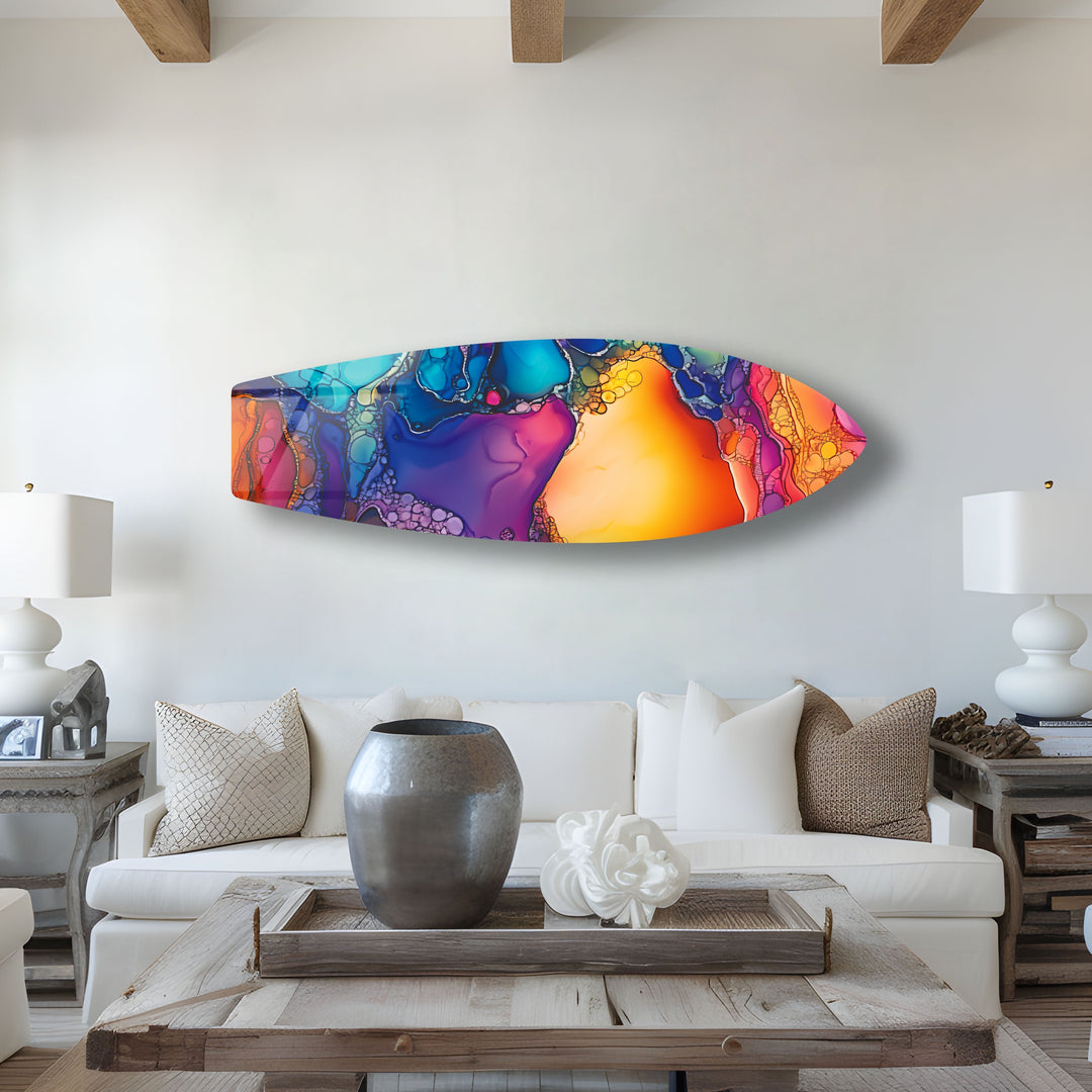 Colored Stained Surfboard Wall Art