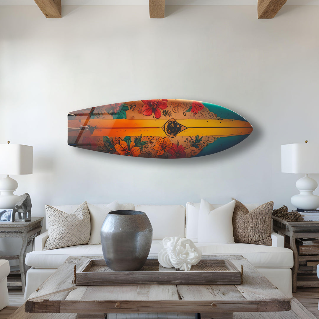 Botanical Vintage Surfboard Wall Art