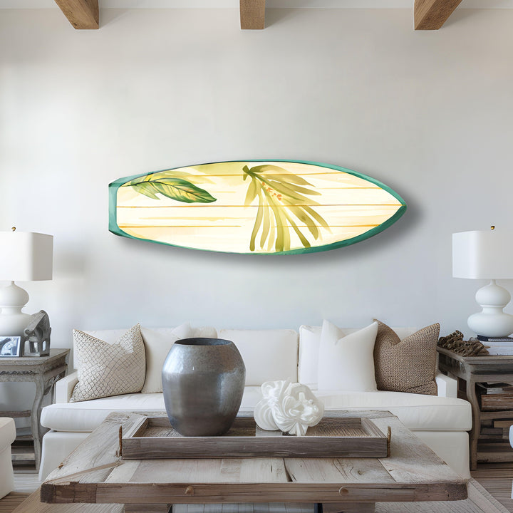 Green Leaf Surfboard Wall Art