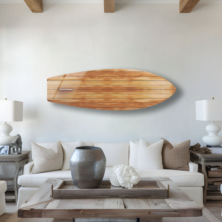 Wood Details Brown Beige Surfboard Wall Art