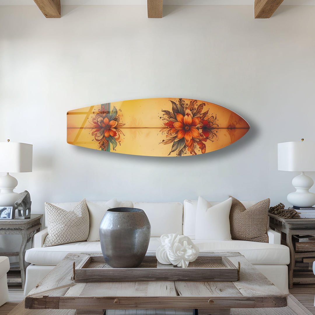 Vintage Botanical Surfboard Wall Art