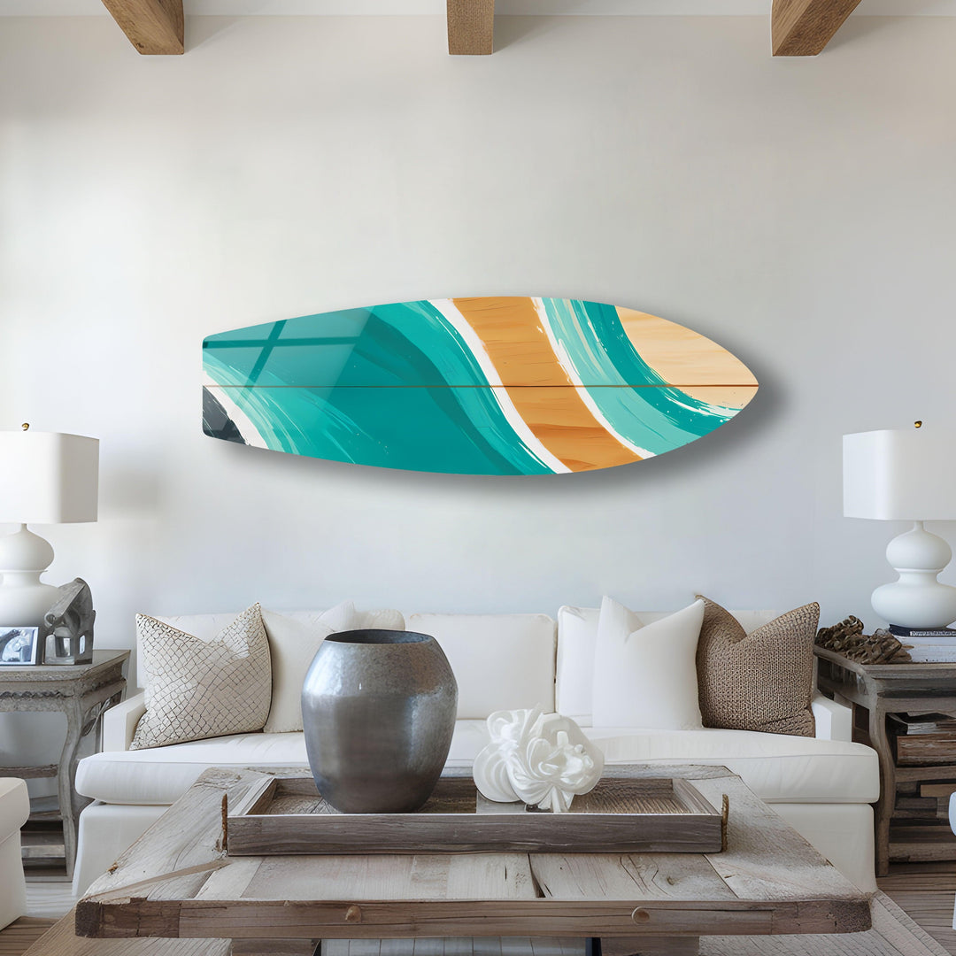 Blue Brown Surfboard Wall Art