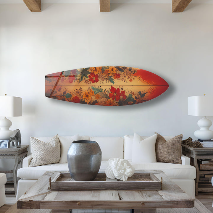 Beauty Vintage Flowers Surfboard Wall Art