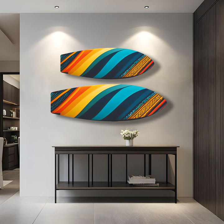 Blue Orange Art Surfboard Wall Art