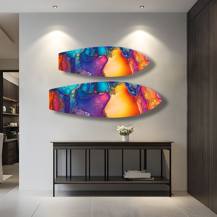 Colored Stained Surfboard Wall Art