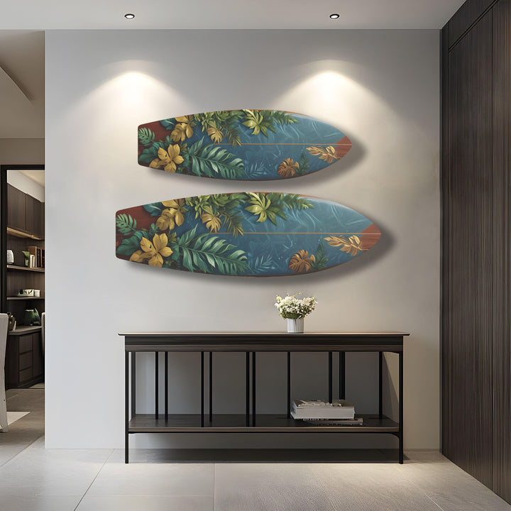 Botanical Leafs Surfboard Wall Art