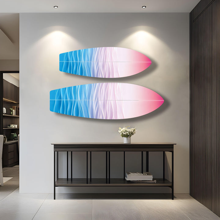 Pink Soft Colors Surfboard Wall Art