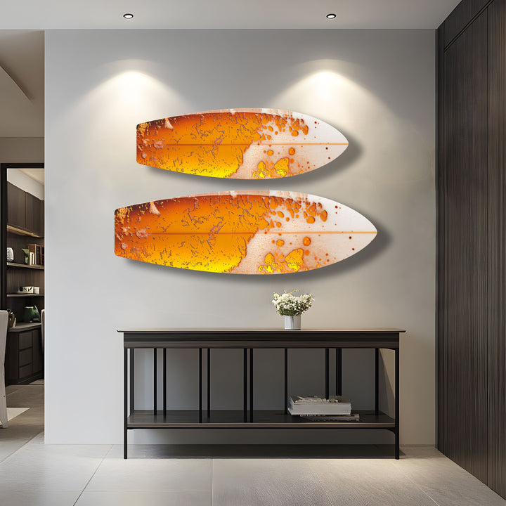 Orange Abstract Surfboard Wall Art