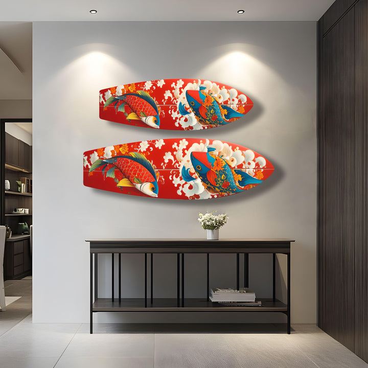 Koi Fish Surfboard Wall Art