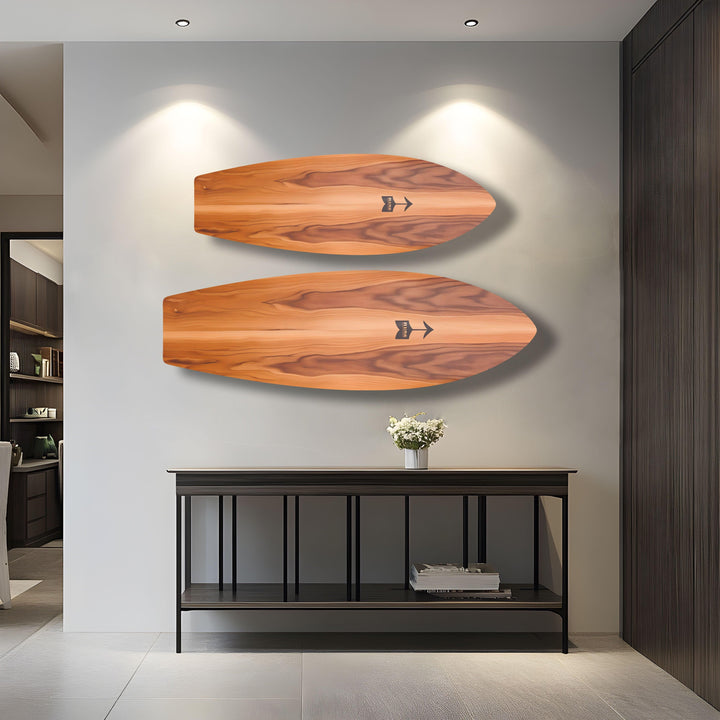 Brown Wooden Surfboard Wall Art