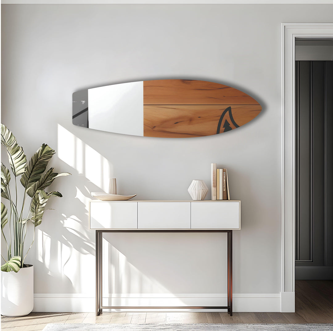 Wood Details White Surfboard Wall Art