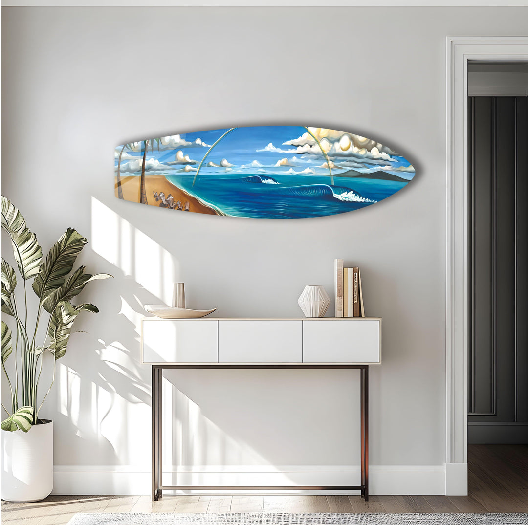 Sea Wave Paint Surfboard Wall Art