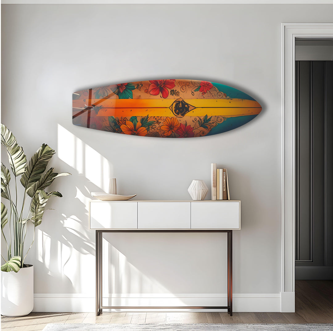 Botanical Vintage Surfboard Wall Art