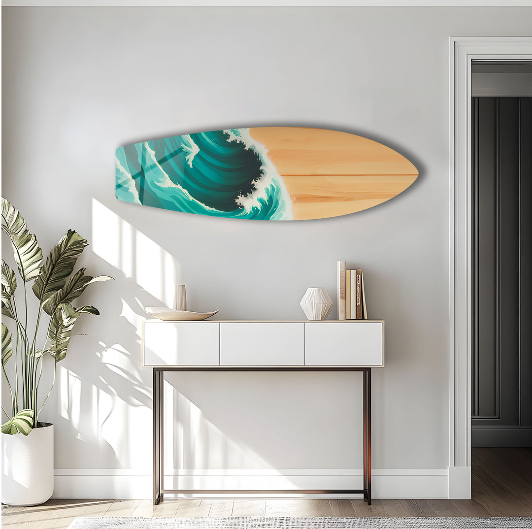 Ocean Waves Surfboard Wall Art