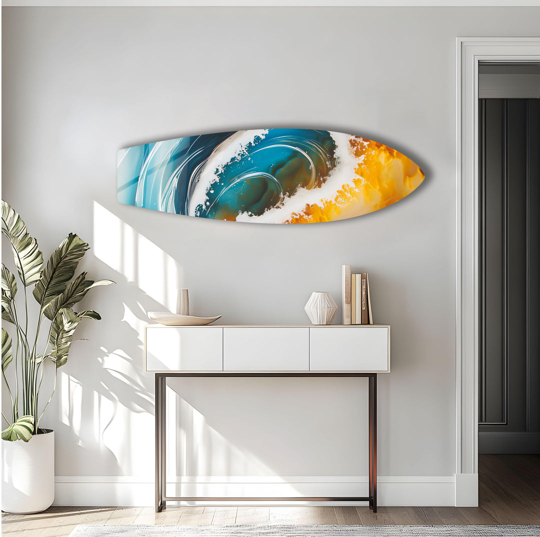 Big Ocean Waves Surfboard Wall Art