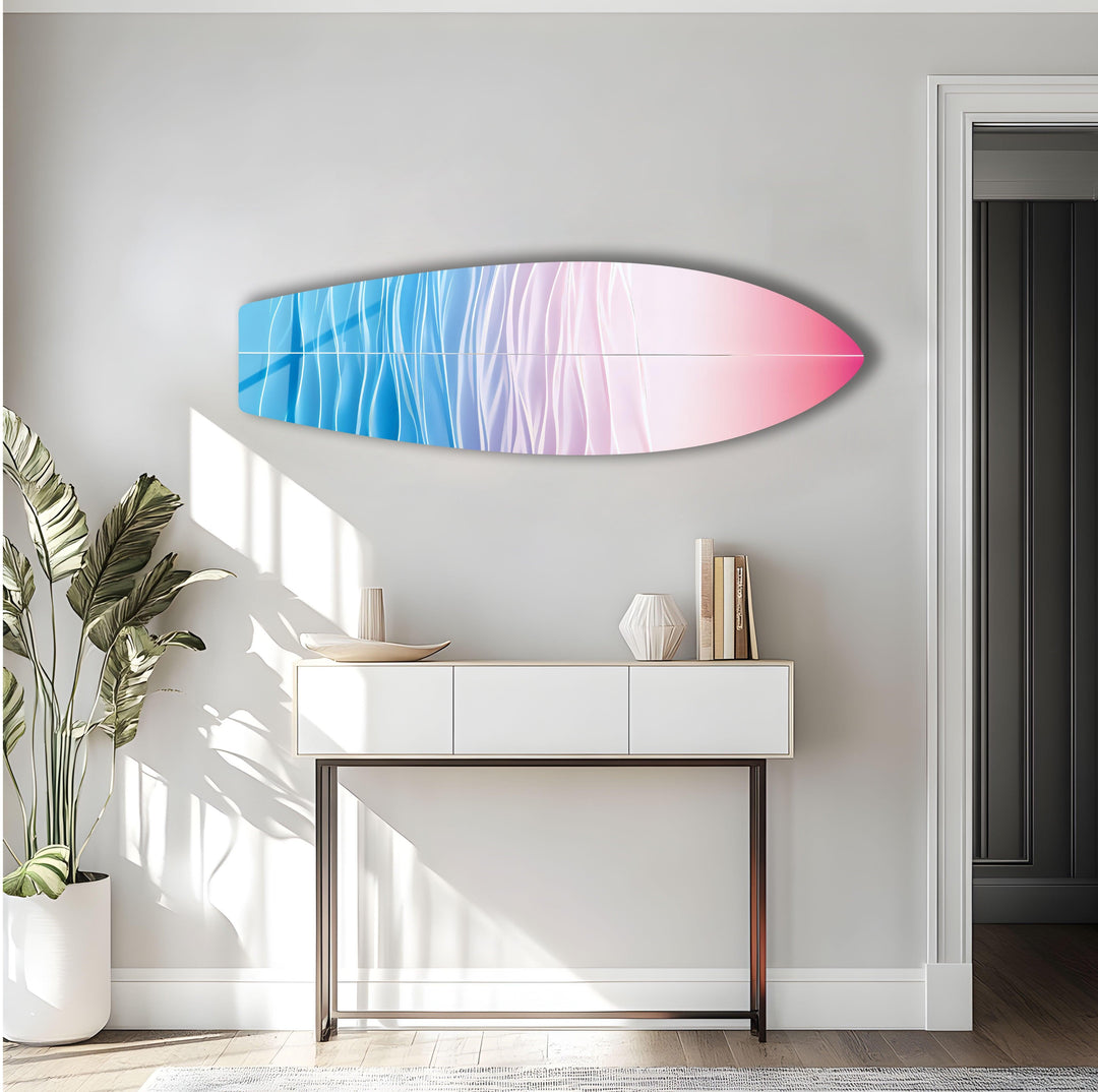 Pink Soft Colors Surfboard Wall Art