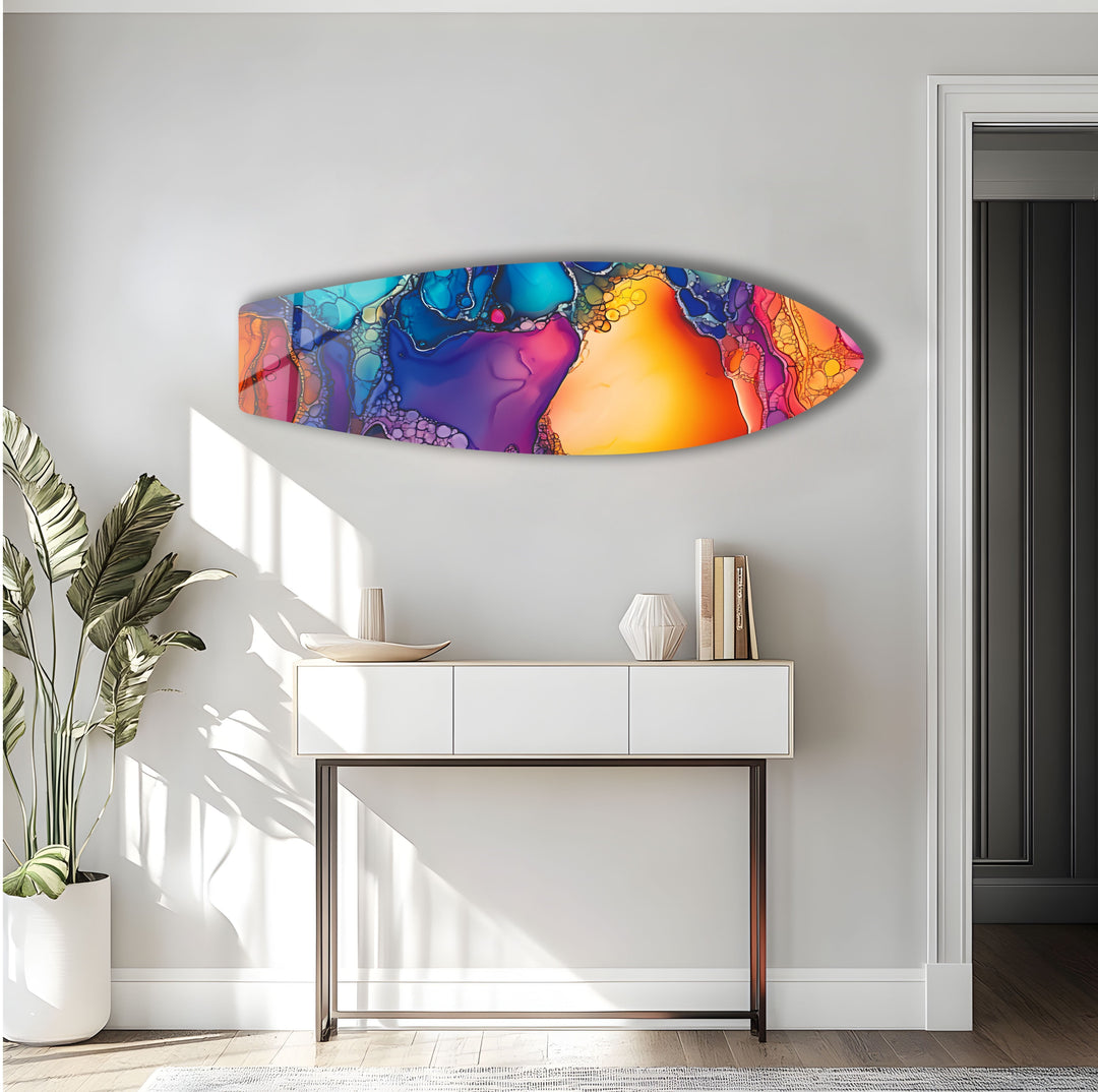 Colored Stained Surfboard Wall Art