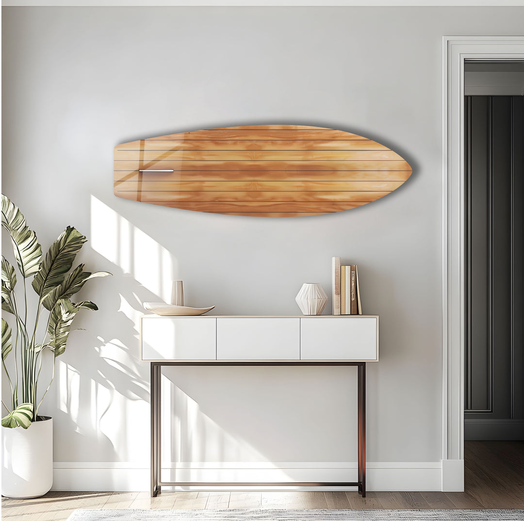 Wood Details Brown Beige Surfboard Wall Art