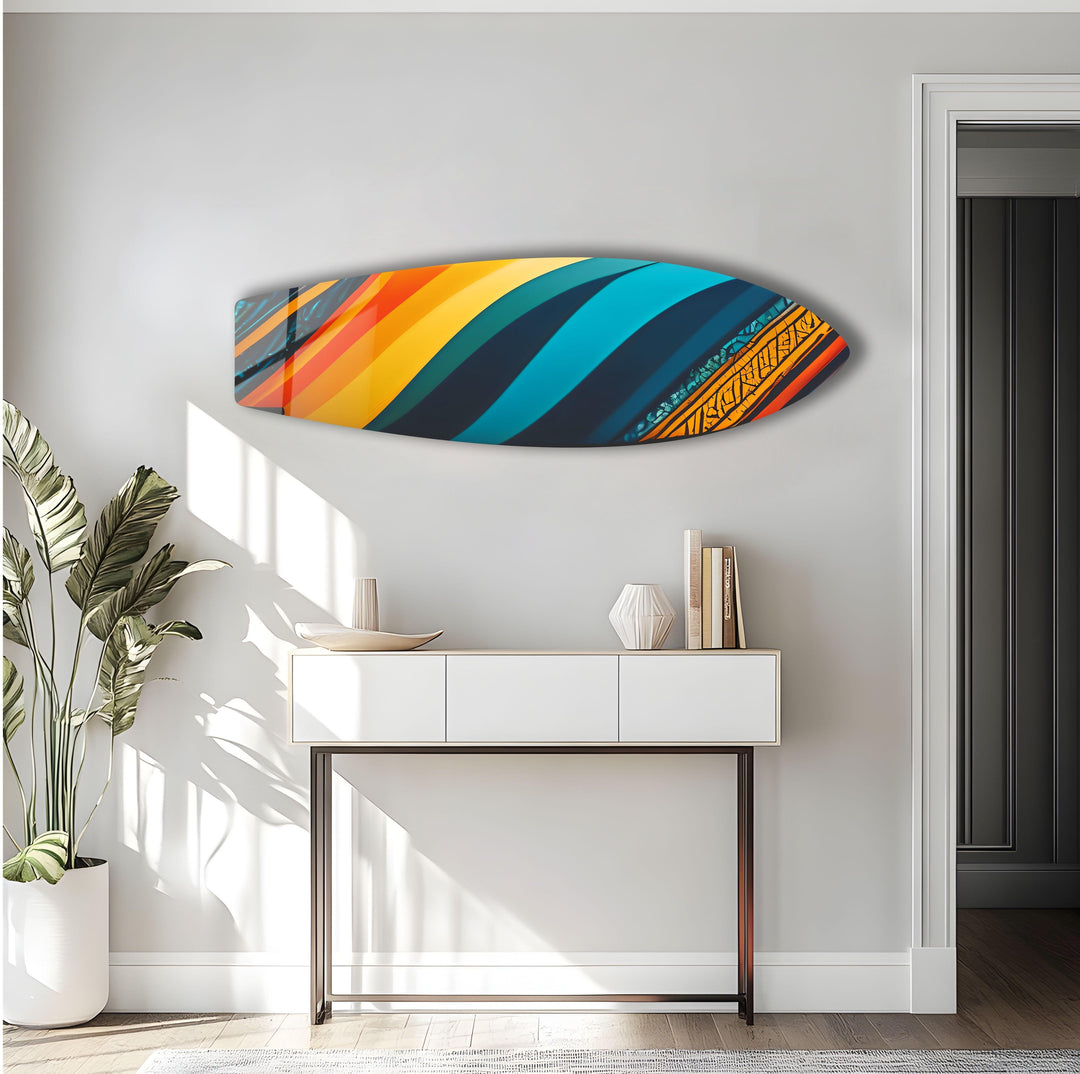 Blue Orange Art Surfboard Wall Art