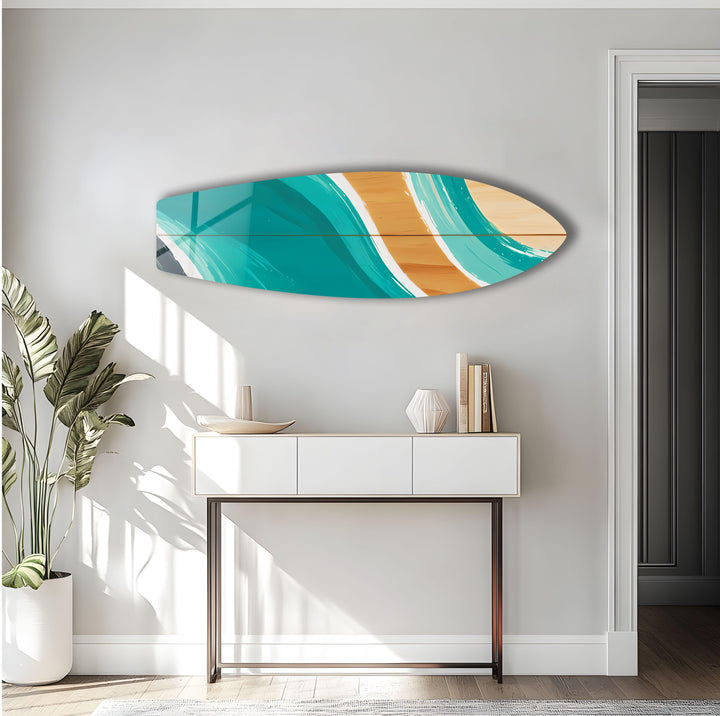 Blue Brown Surfboard Wall Art