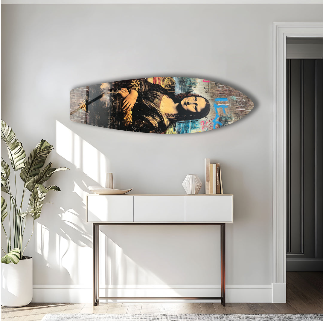 Mona Lisa Graffiti Surfboard Wall Art – Urban Street Pop Art Décor