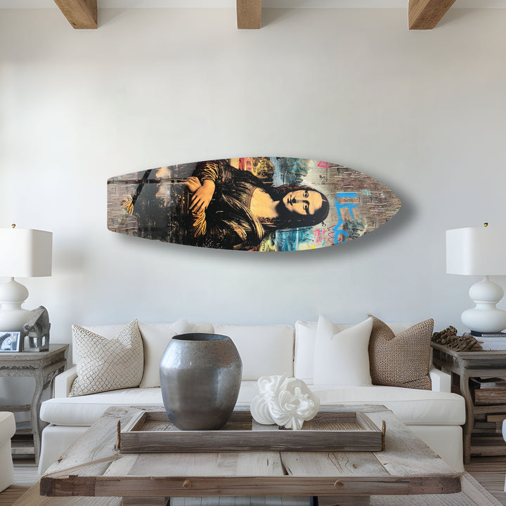 Mona Lisa Graffiti Surfboard Wall Art – Urban Street Pop Art Décor