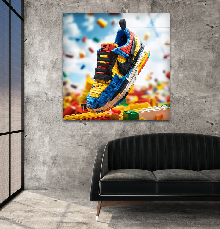 Nike Lego Shoes Glass Wall Art glass image printing, glass prints from photos