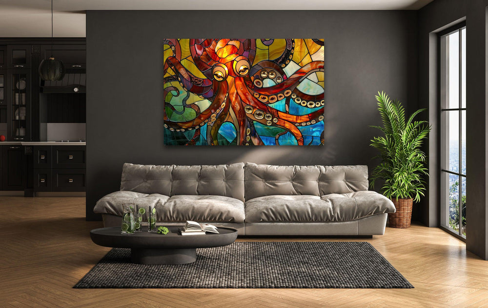 Stained Octopus Glass Wall Art art glass wall art, glass wall art pictures
