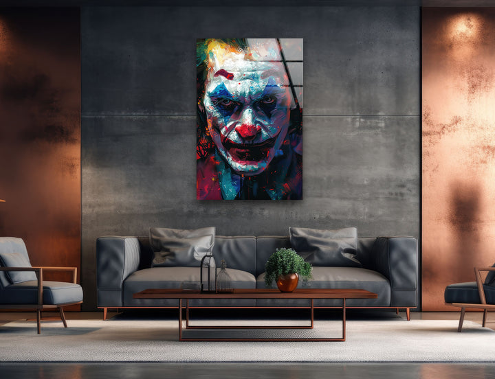 Oil Painting Joker Portrait Glass Wall Art art glass wall art, glass wall art pictures
