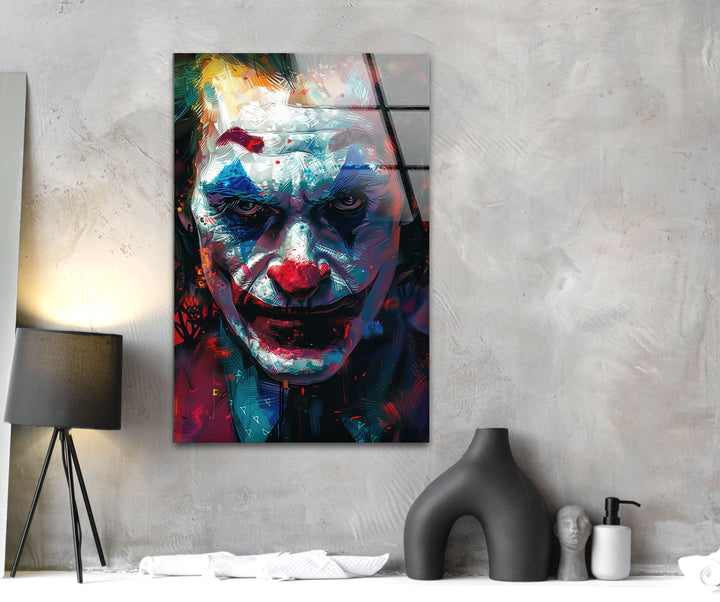 Oil Painting Joker Portrait Glass Wall Art glass art painting, glass art for the Wall
