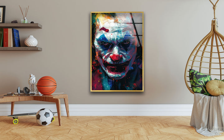 Oil Painting Joker Portrait Glass Wall Art print on glass, glass printed photos
