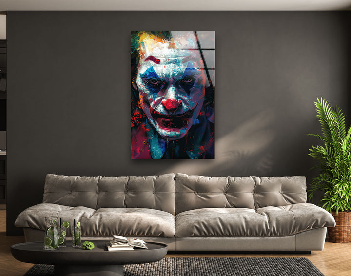 Oil Painting Joker Portrait Glass Wall Art glass wall decor, glass wall art decor
