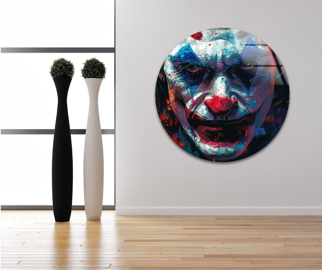 Oil Painting Joker Portrait Glass Wall Art large glass photo prints, glass wall photos
