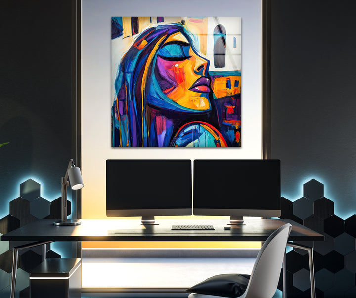 Oil Paint Abstract Woman Glass Wall Art glass image printing, glass prints from photos
