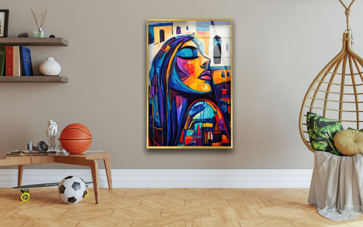 Oil Paint Abstract Woman Glass Wall Art large glass photo prints, glass wall photos
