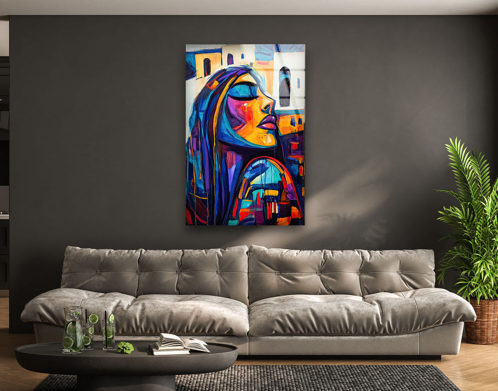 Oil Paint Abstract Woman Glass Wall Art art glass wall art, glass wall art pictures
