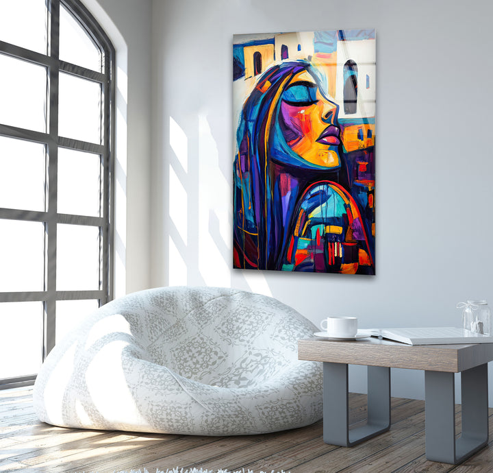 Oil Paint Abstract Woman Glass Wall Art custom glass photo prints, large glass prints
