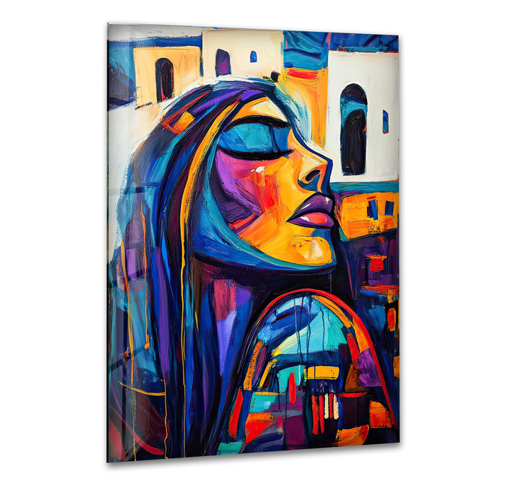 Oil Paint Abstract Woman Glass Wall Art glass art painting, glass art for the Wall
