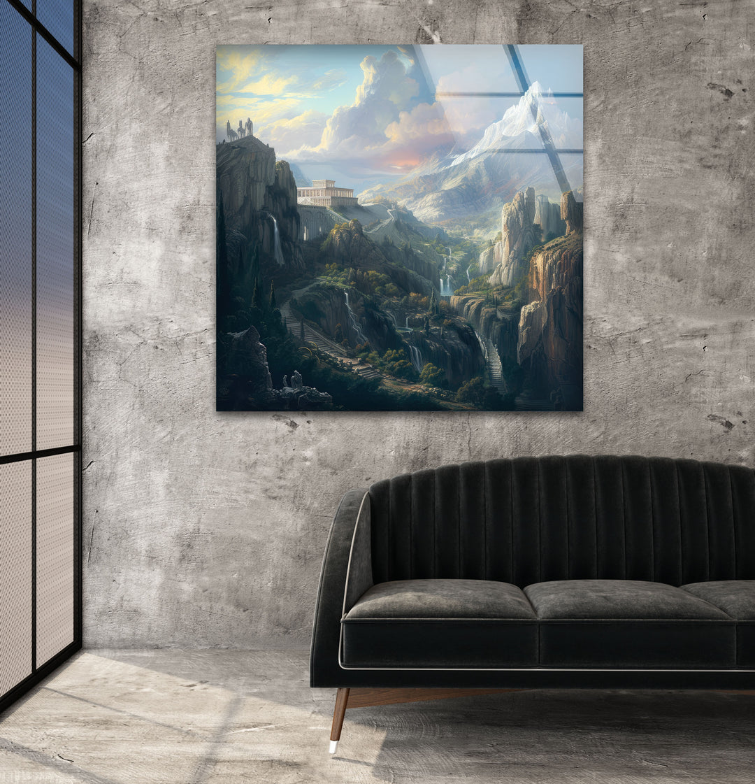 Olympos Mountain Glass Wall Art, photo print on glass, prints on glass wall art