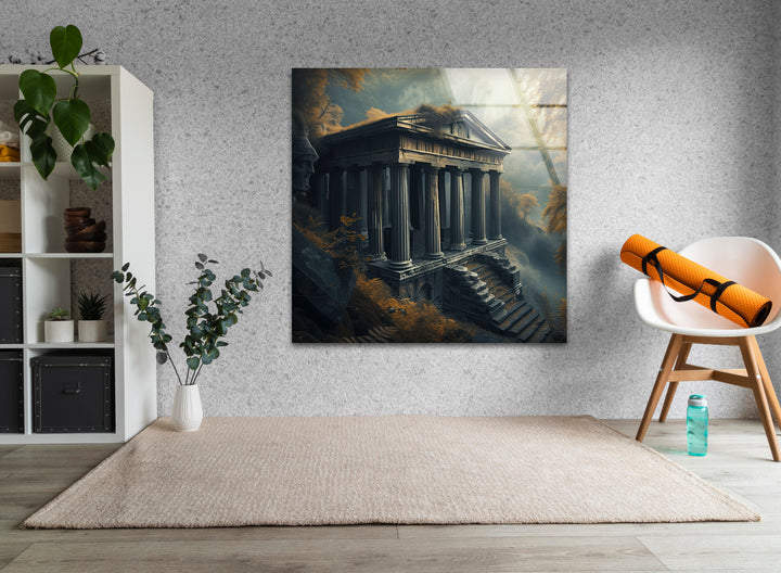 Olympus Temple Glass Wall Art picture on glass wall art, photos printed on glass
