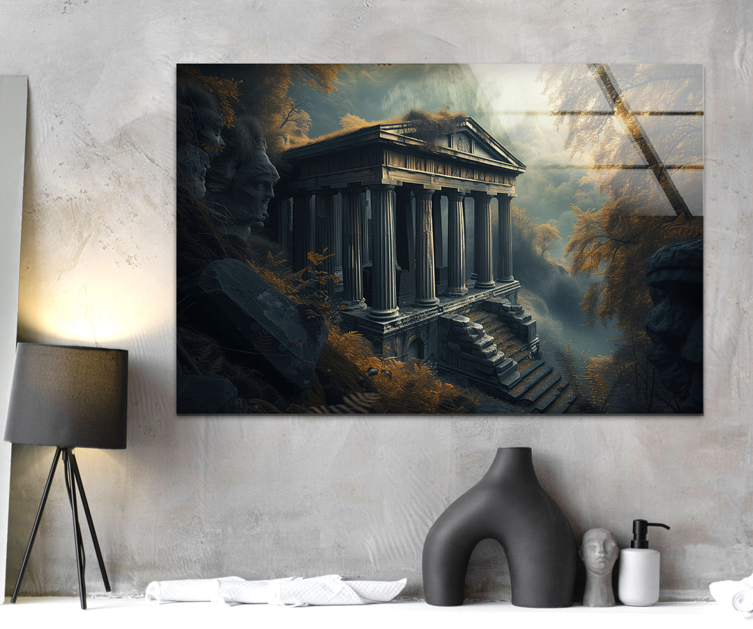 Olympus Temple Glass Wall Art print on glass, glass printed photos
