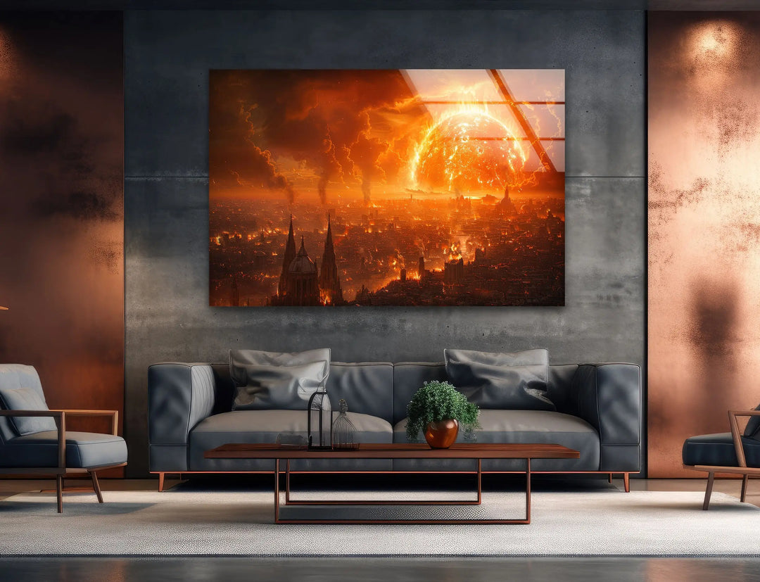 Oppenheimer Atomic Bomb Glass Wall Art photo print on glass, prints on glass wall art
