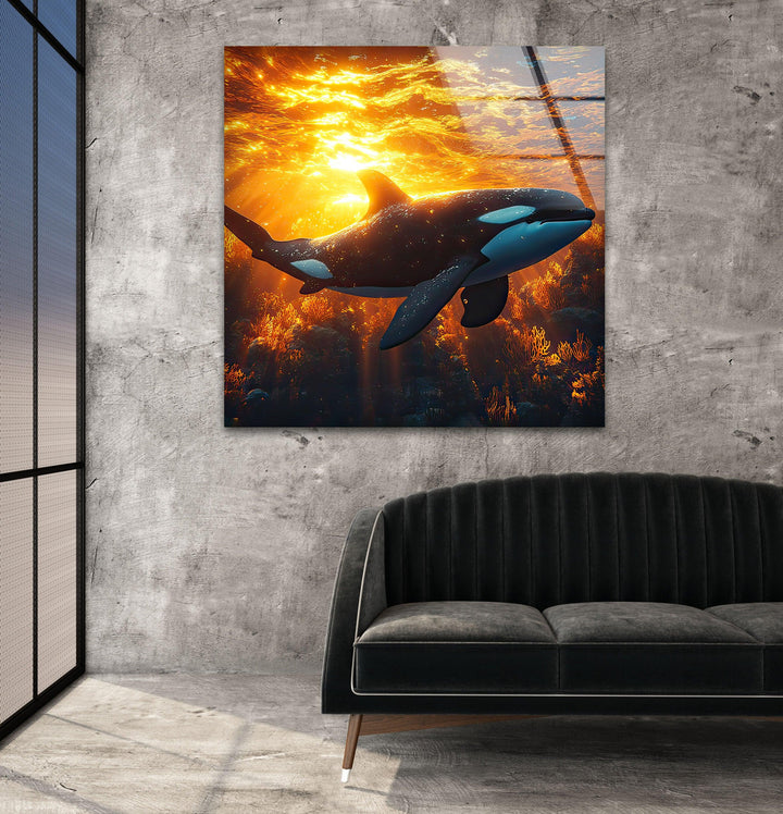 Orca Under The Sea Glass Wall Art art glass wall art, glass wall art pictures
