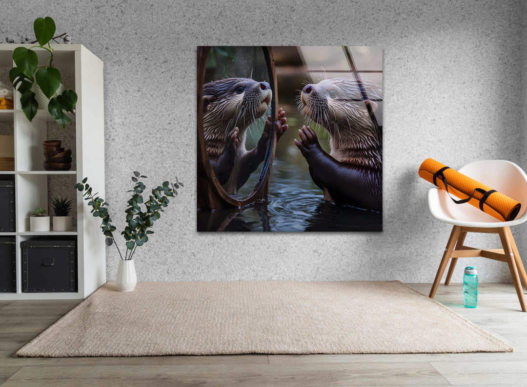 Otter in the Mirror Wall Art art glass wall art, glass wall art pictures
