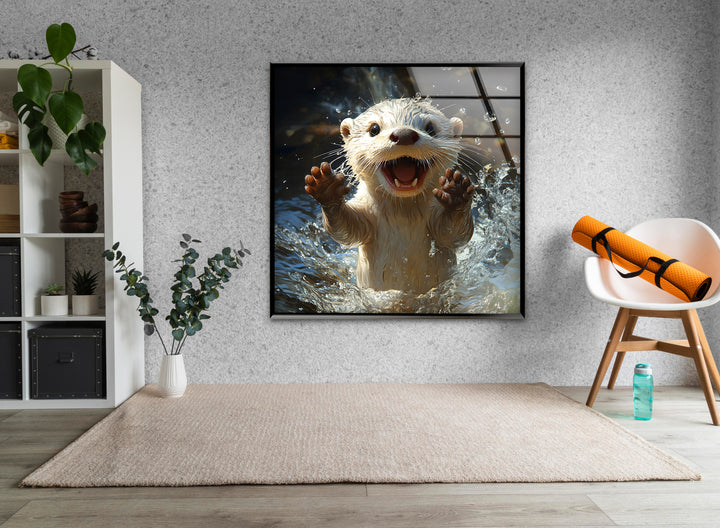 Cute Baby Otter Glass Wall Art glass photo prints, glass picture prints
