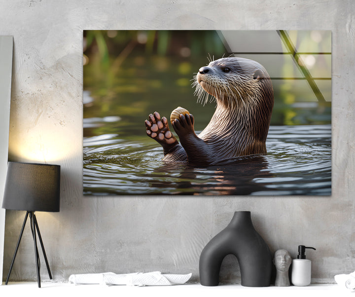 Pretty Otter In The Lake Glass Wall Art
stained glass wall art, stained glass wall decor