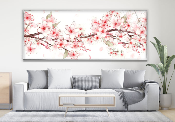 Sakura Cherry Blossom Glass Wall Art, large glass photo prints, glass wall photos