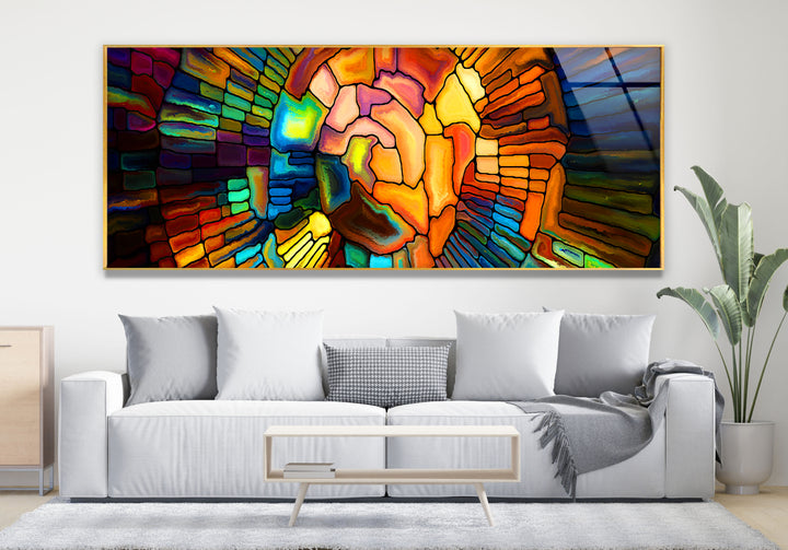 Colorful Abstract Stained Glass Wall Art, custom glass photo prints, large glass prints