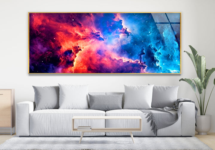 Colorful Space Galaxy Cloud Glass Wall Art, print on glass, glass printed photos