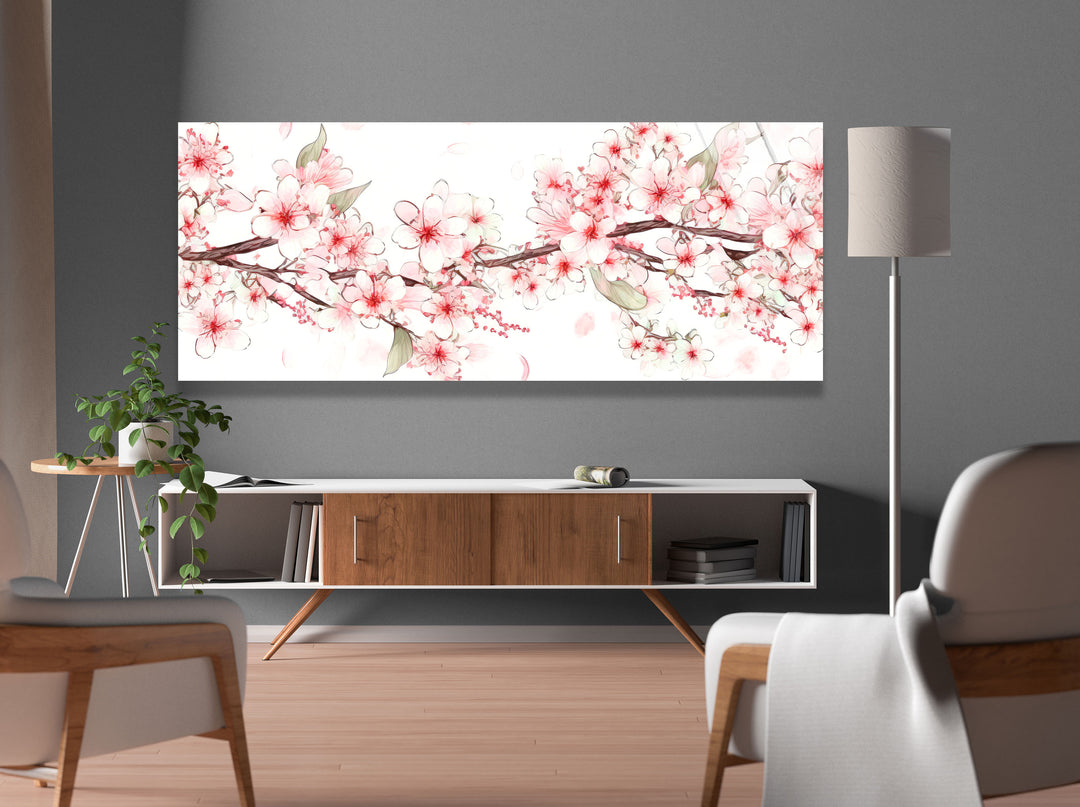 Sakura Cherry Blossom Glass Wall Art, art glass wall art, glass wall art pictures